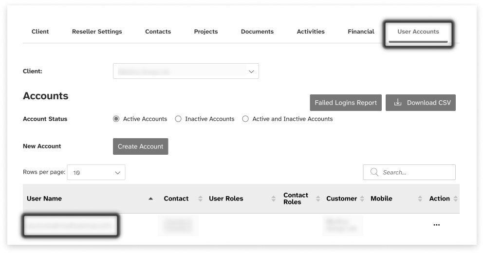 Screenshot of the settings page