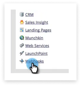 Colourful screenshot of Marketo software dropdown options, highlighting webhooks