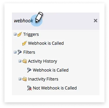 Colourful screenshot showing a webhook being selected