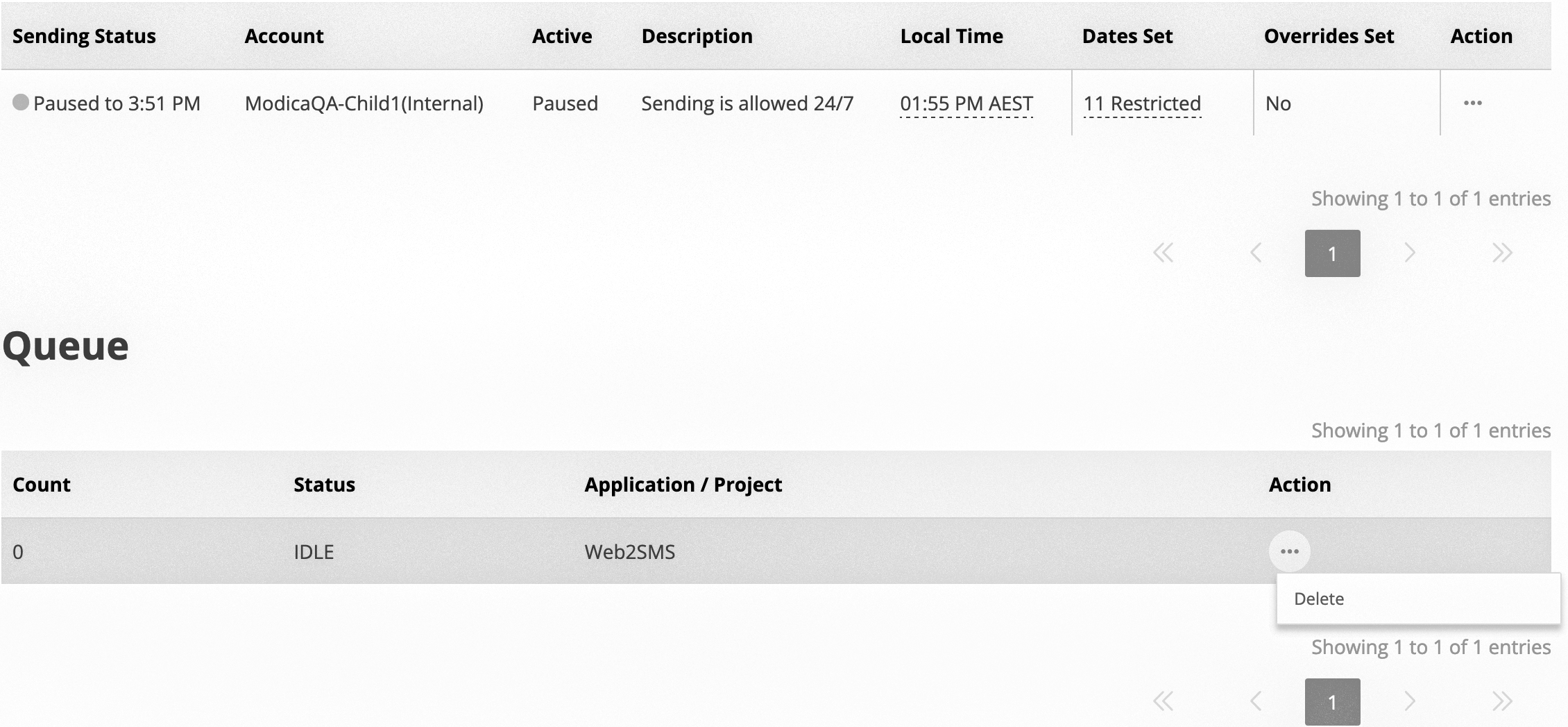 screenshot of Create Sending Hours form